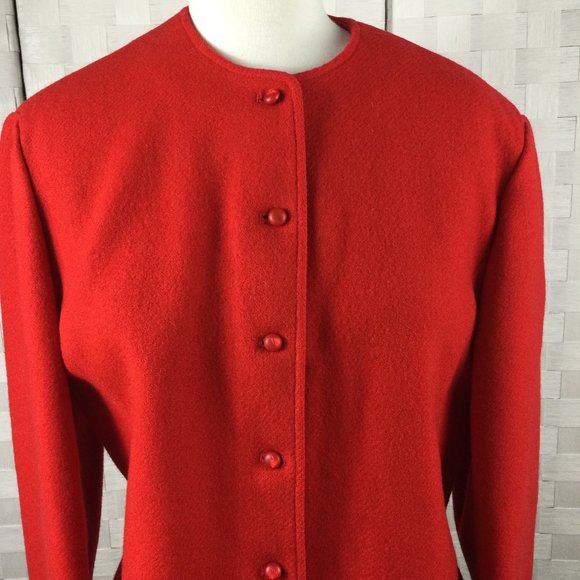 Pendelton Red 100% Wool Crop Jacket, Size 10 - Picture 2 of 6
